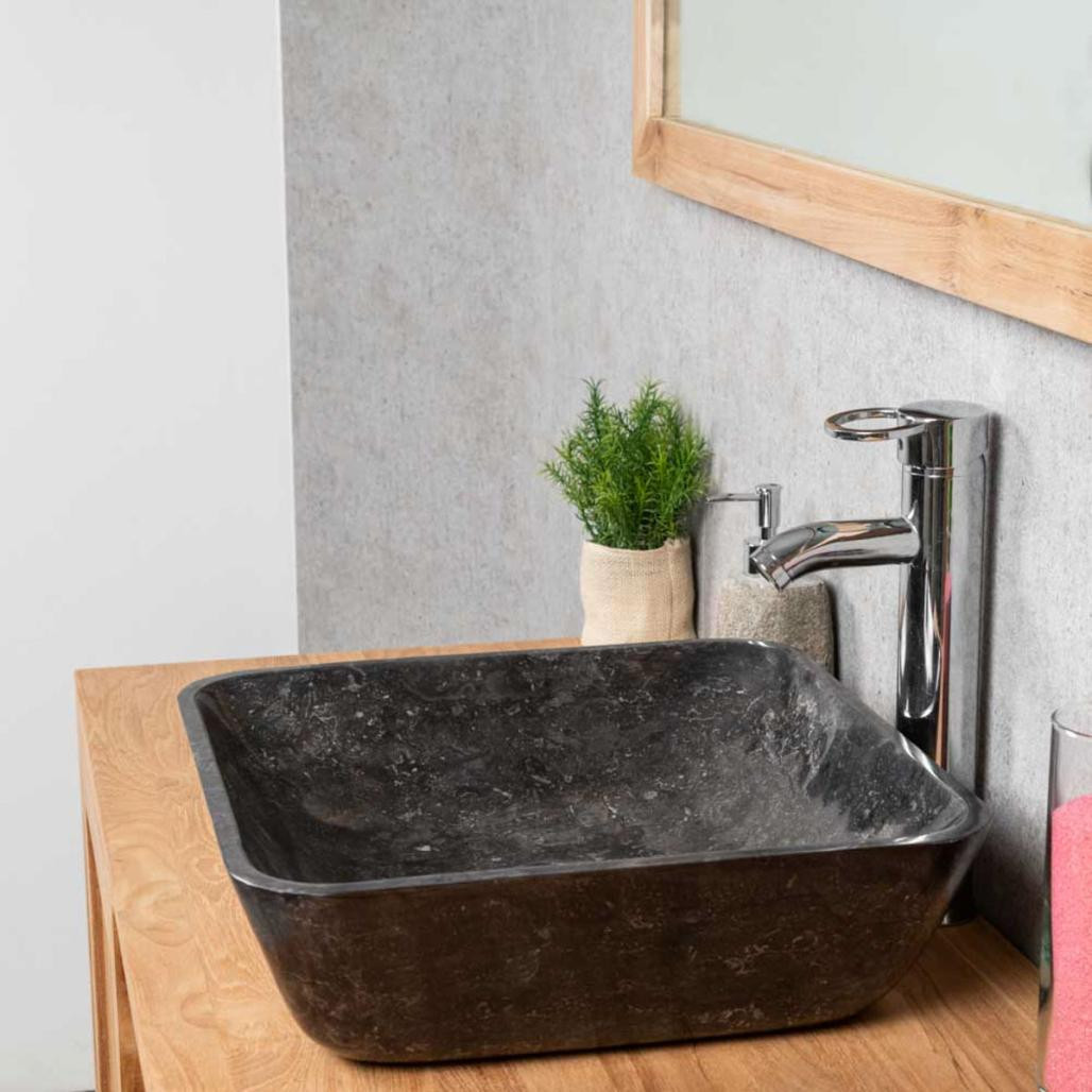 Lavabo encimera de mármol Carmen cuadrado 40 cm negro Lavabo encimera de mármol Carmen cuadrado 40 cm negro