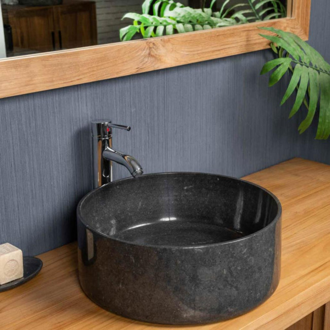 Lavabo encimera redondo grande Ulysse 40 cm negro