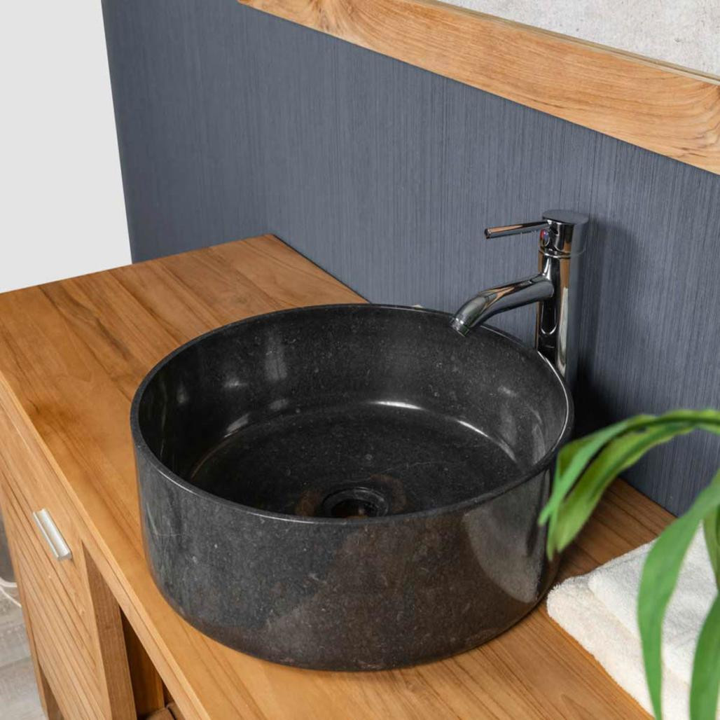 Lavabo encimera redondo grande Ulysse 40 cm negro Lavabo encimera redondo grande Ulysse 40 cm negro