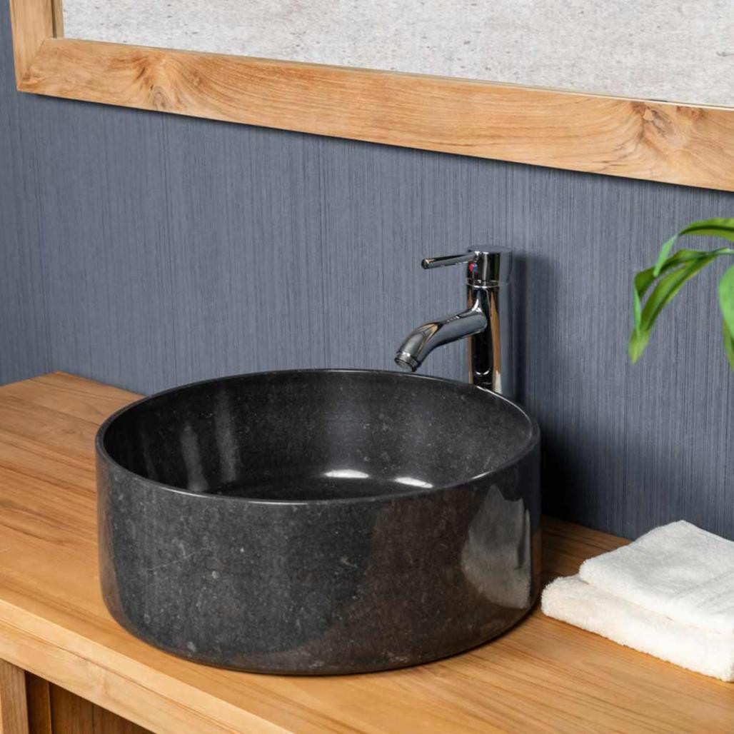 Lavabo encimera redondo grande Ulysse 40 cm negro Lavabo encimera redondo grande Ulysse 40 cm negro