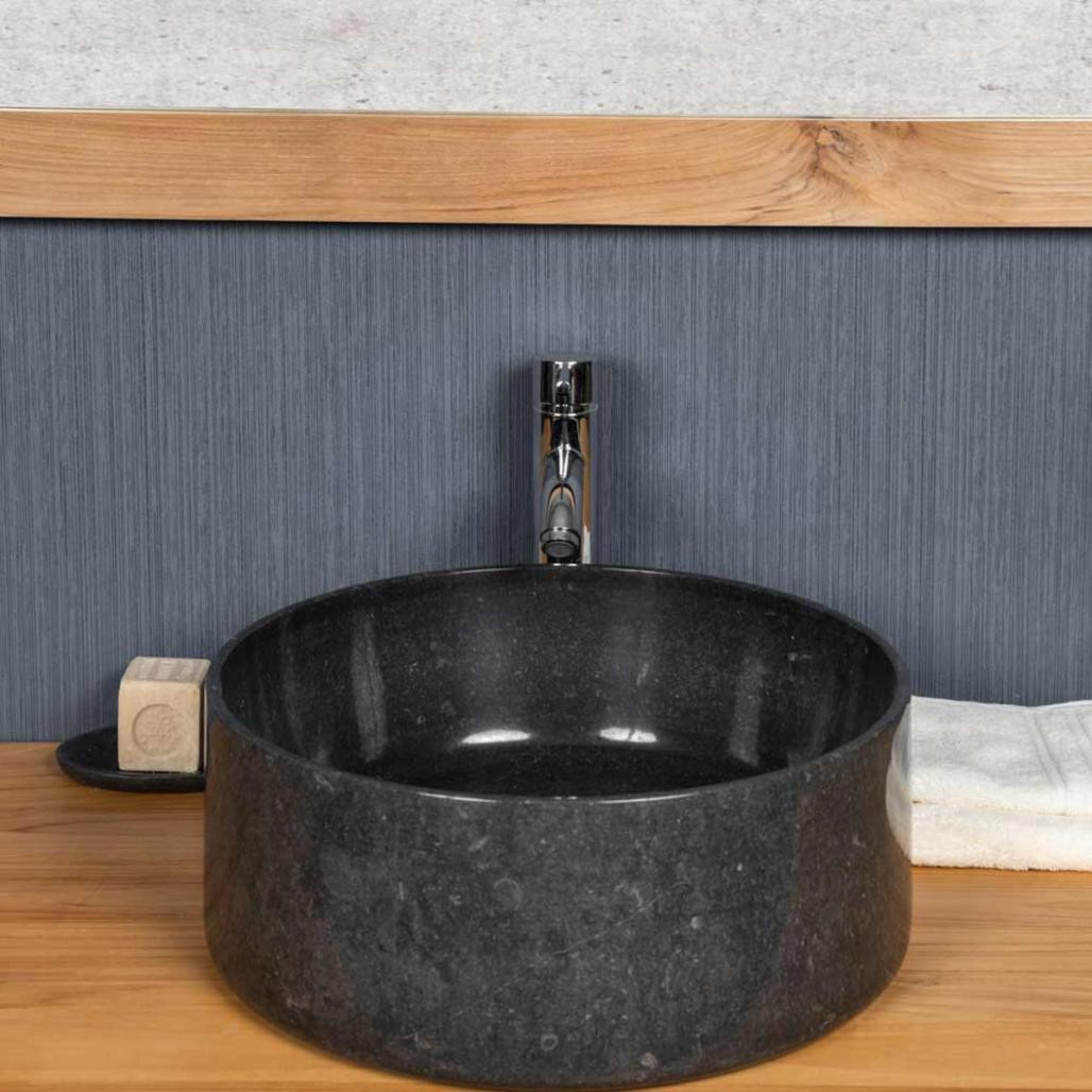 Lavabo encimera redondo grande Ulysse 40 cm negro Lavabo encimera redondo grande Ulysse 40 cm negro