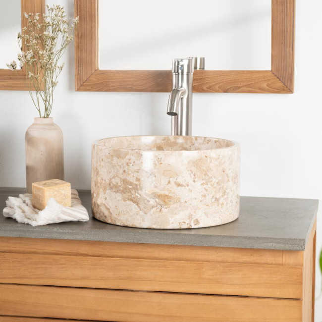 Lavabo encimera de mármol cuarto de baño Ulysse 30 cm crema