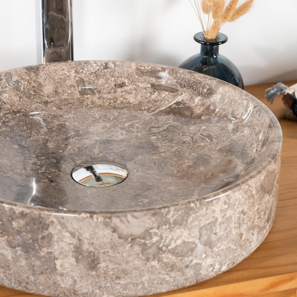 Lavabo encimera para cuarto de baño de mármol Mino gris