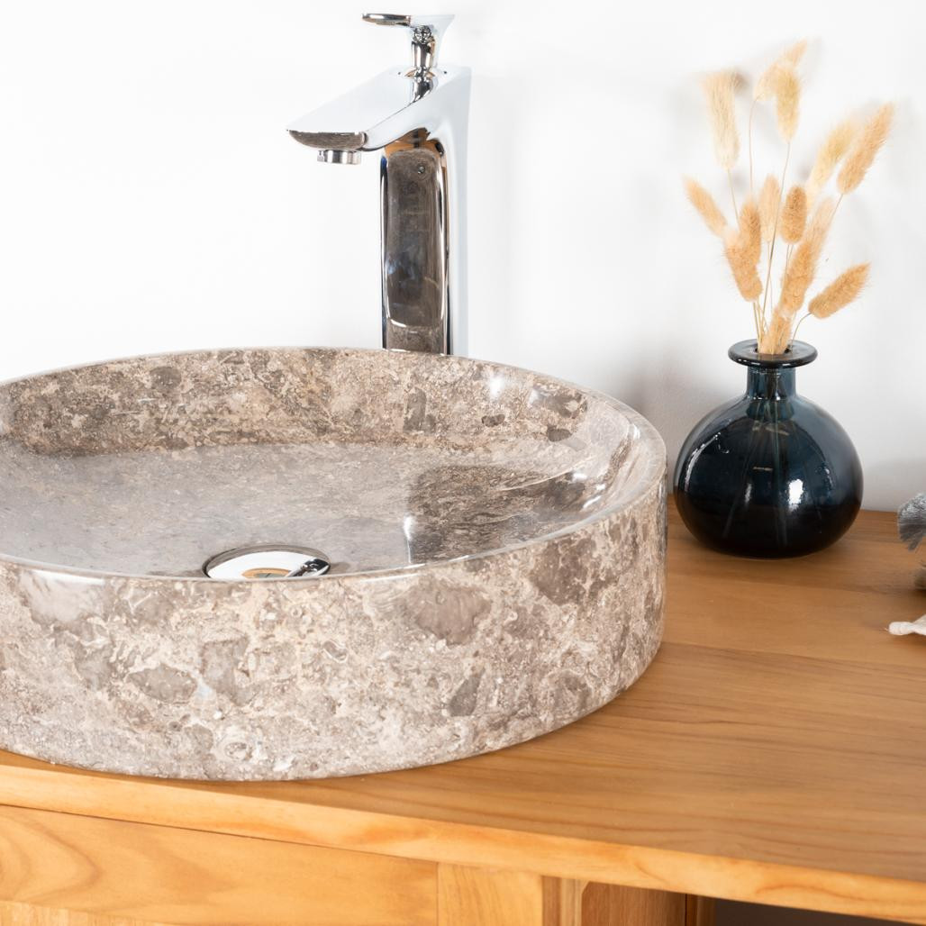 Lavabo encimera para cuarto de baño de mármol Mino gris