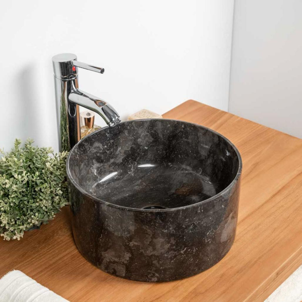 Lavabo de mármol cuarto de baño Ulysse 30 cm negro