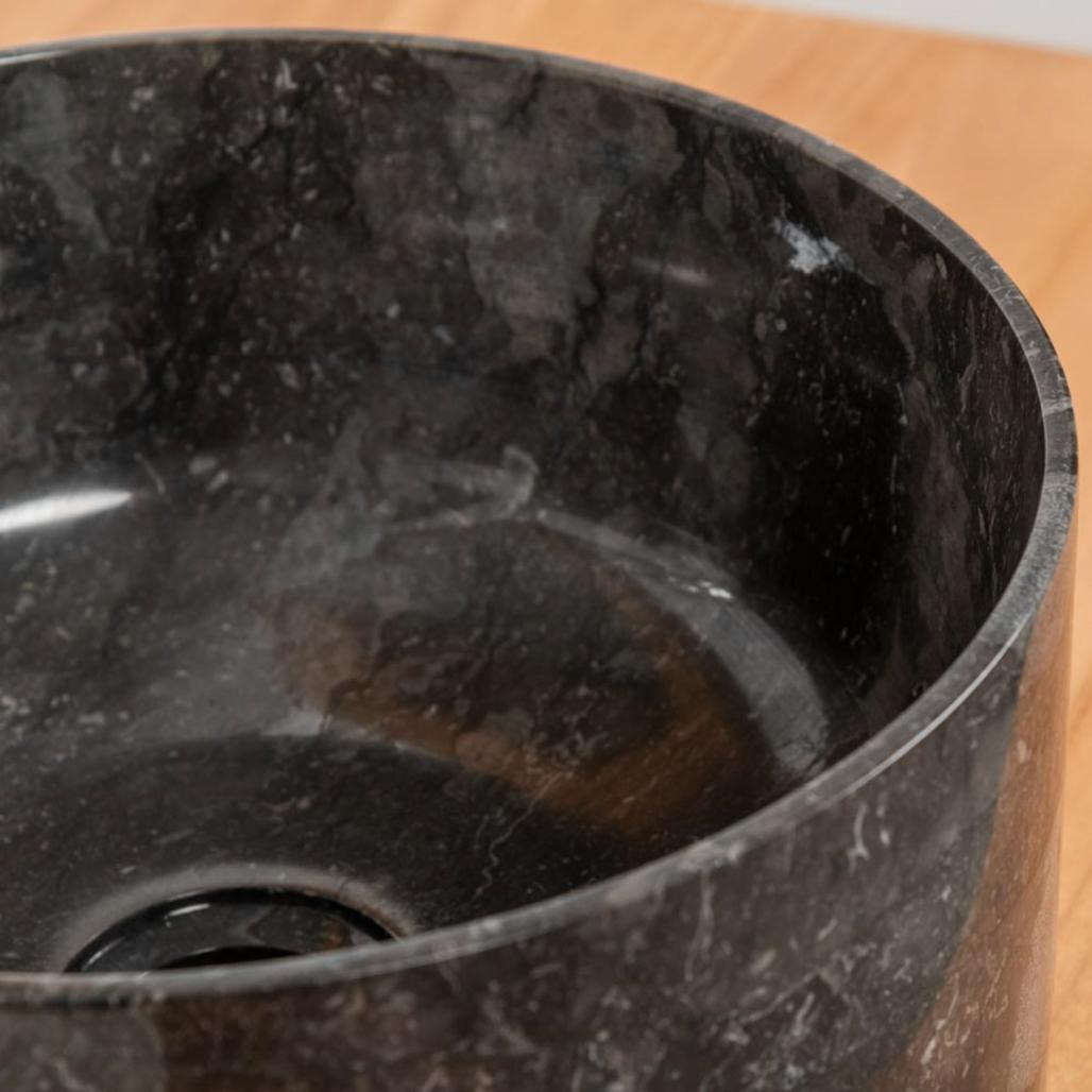 Lavabo de mármol cuarto de baño Ulysse 30 cm negro