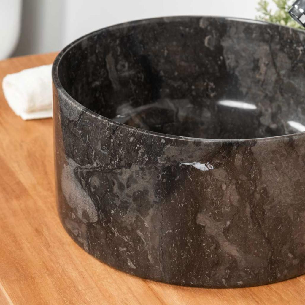 Lavabo de mármol cuarto de baño Ulysse 30 cm negro