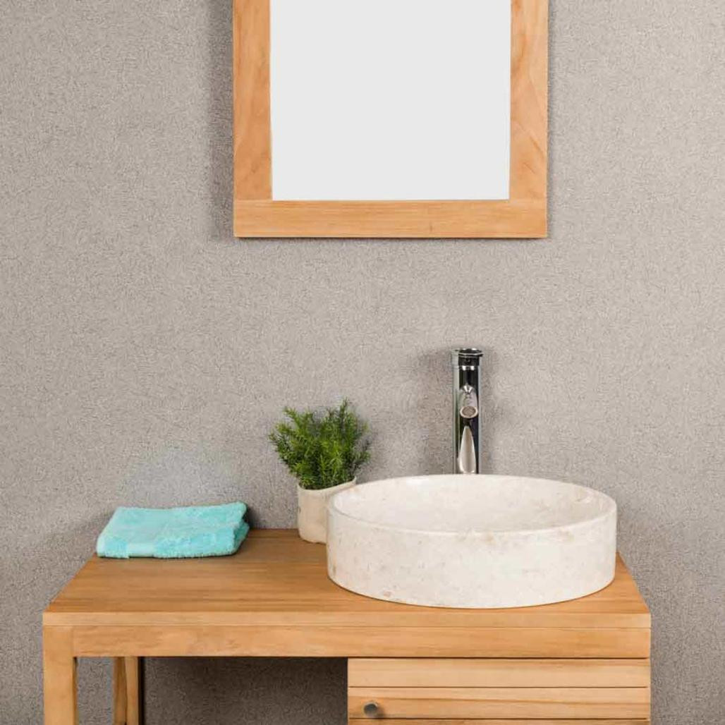 Lavabo encimera grande de mármol Mino 42 cm crema