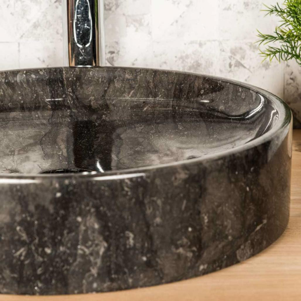 Lavabo encimera redondo grande Mino negro 42 cm Lavabo encimera redondo grande Mino negro 42 cm