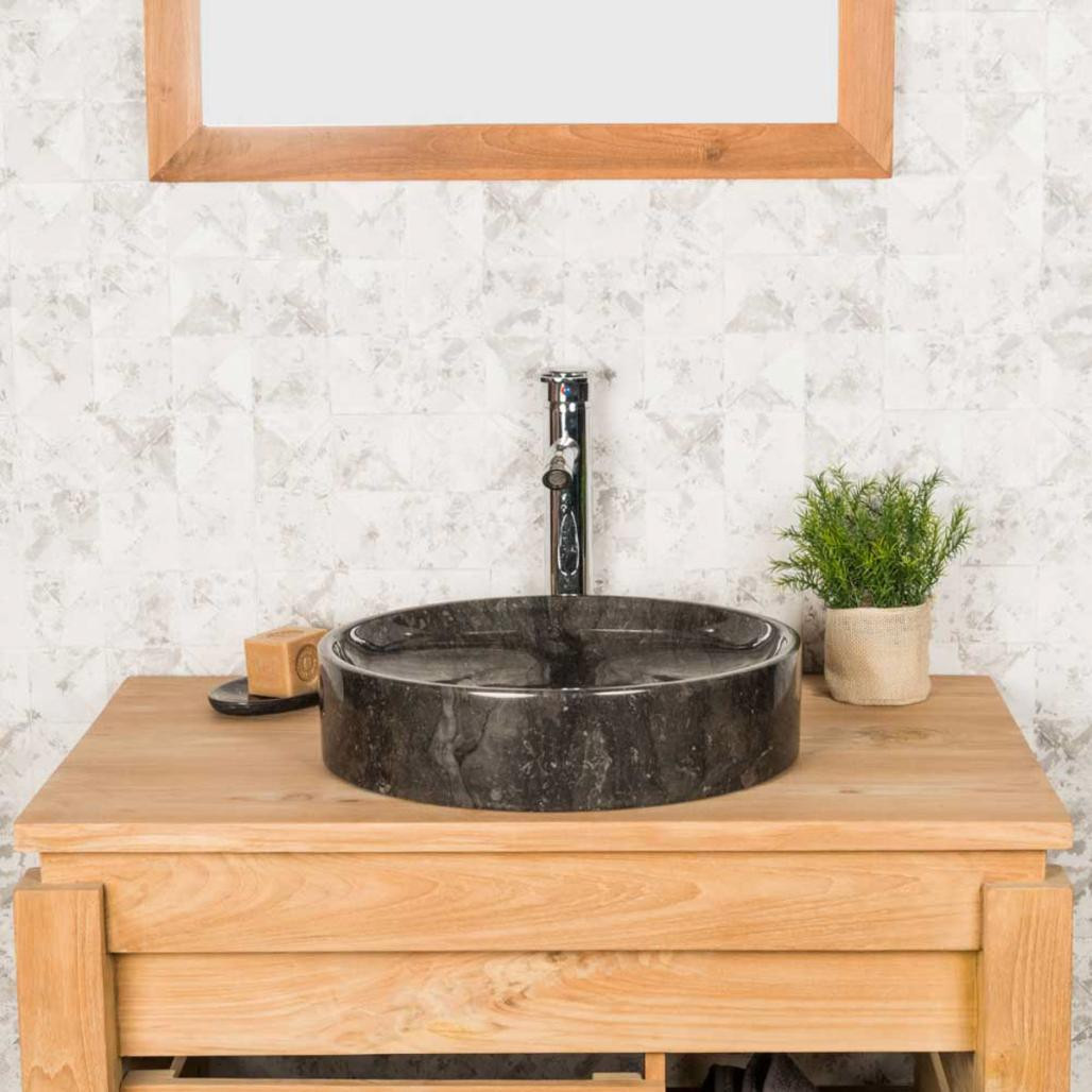 Lavabo encimera redondo grande Mino negro 42 cm Lavabo encimera redondo grande Mino negro 42 cm