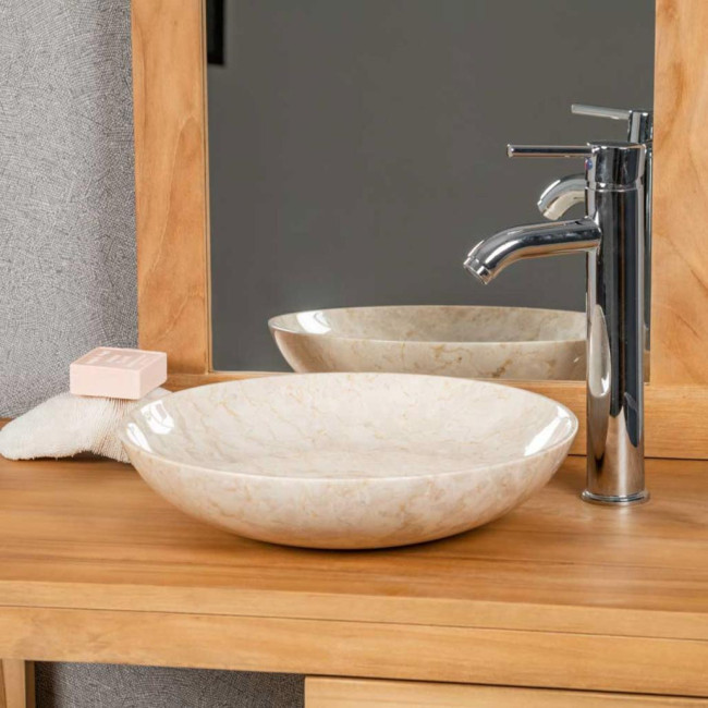 Lavabo encimera para cuarto de baño Lysom 35 cm crema