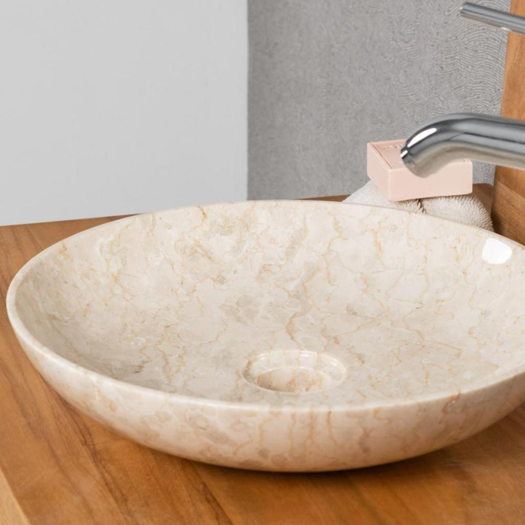 Lavabo encimera para cuarto de baño Lysom 35 cm crema Lavabo encimera para cuarto de baño Lysom 35 cm crema