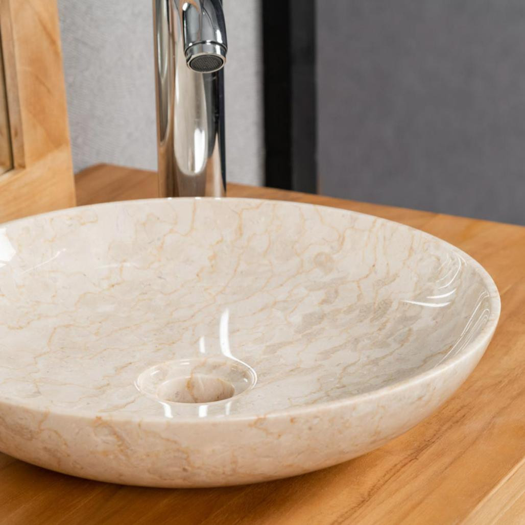 Lavabo encimera para cuarto de baño Lysom 35 cm crema Lavabo encimera para cuarto de baño Lysom 35 cm crema