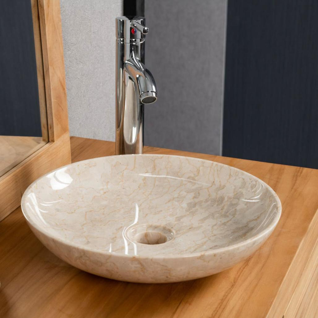 Lavabo encimera para cuarto de baño Lysom 35 cm crema Lavabo encimera para cuarto de baño Lysom 35 cm crema