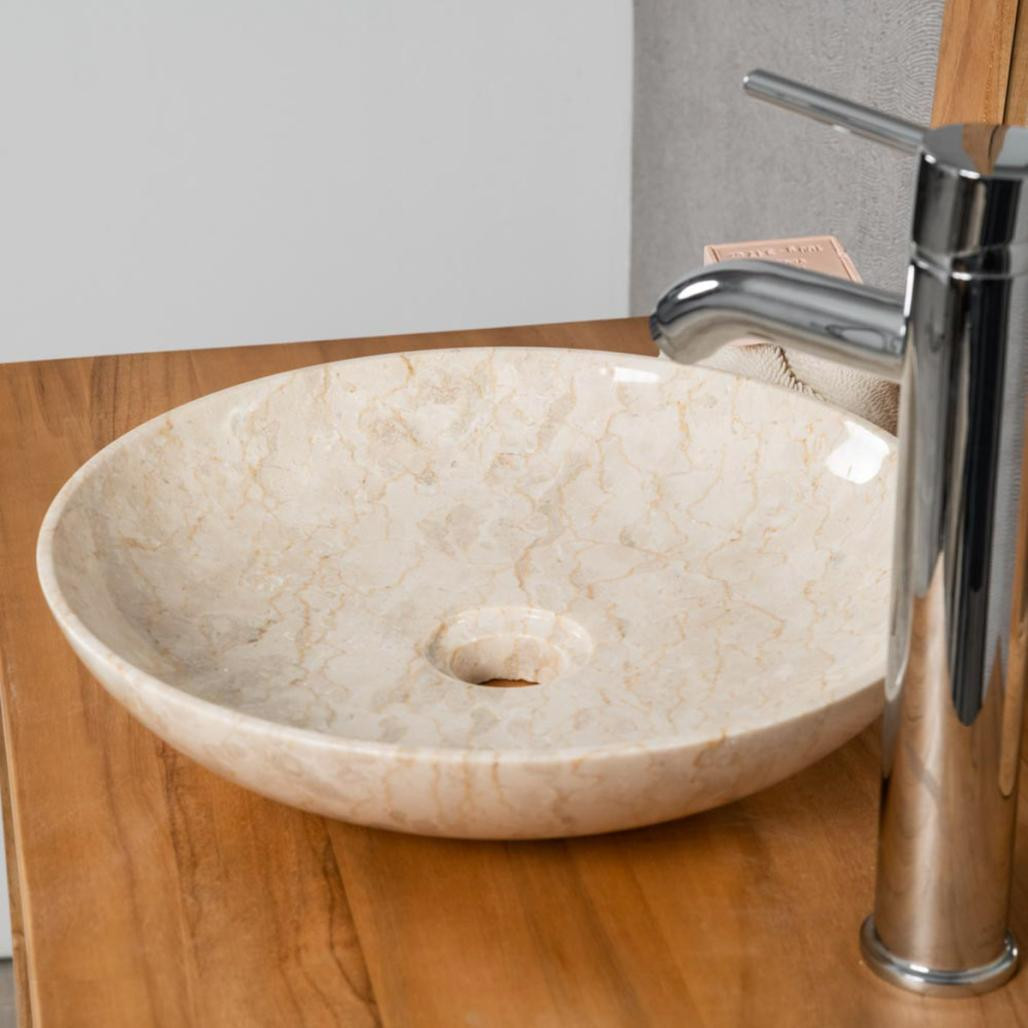 Lavabo encimera para cuarto de baño Lysom 35 cm crema Lavabo encimera para cuarto de baño Lysom 35 cm crema