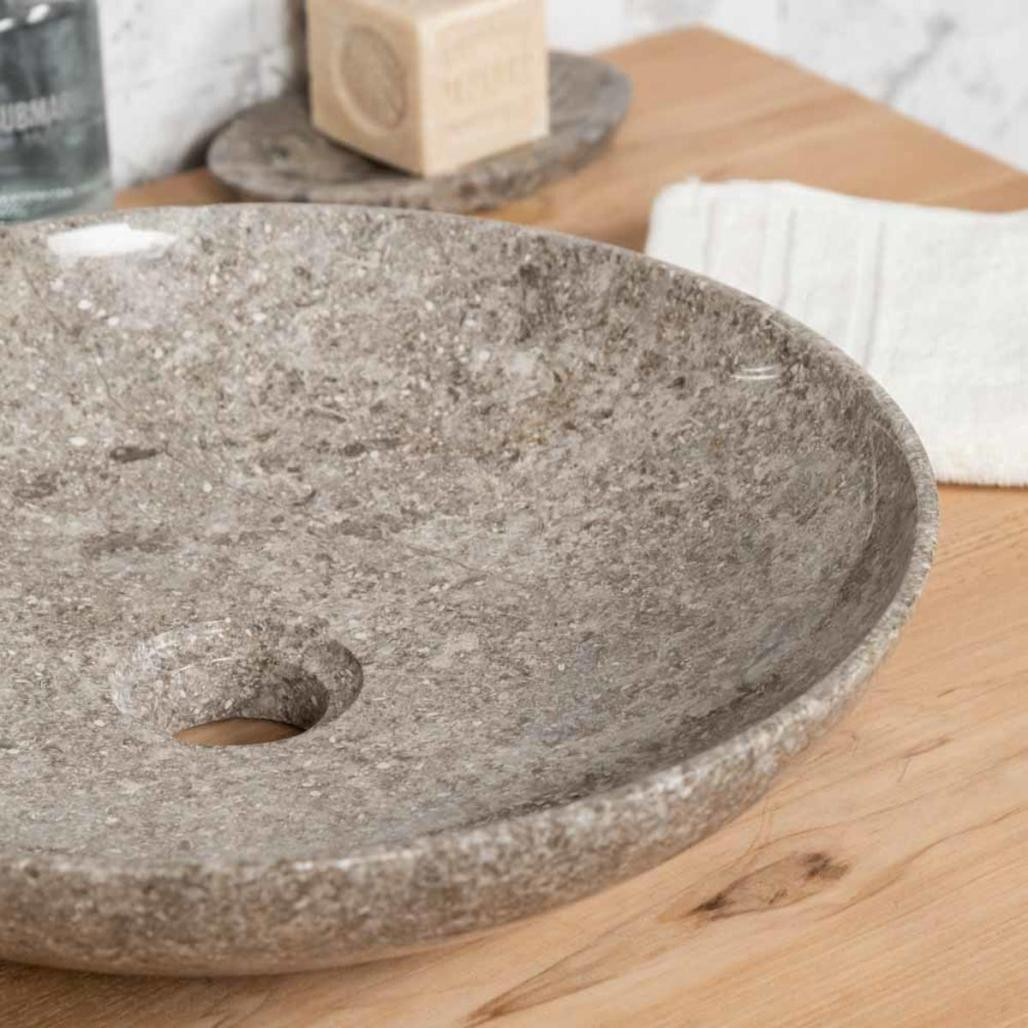 Lavabo encimera de mármol cuarto de baño Lysom 35 cm gris