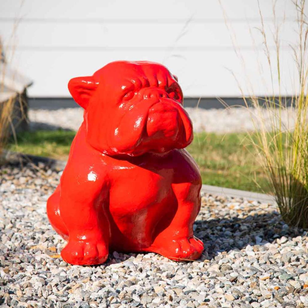 Estatua jardàn bulldog roja 40cm Estatua jardàn bulldog roja 40cm