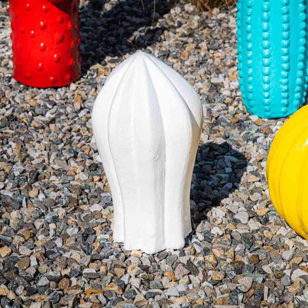 Escultura de cactus jardà­n deco blanco 30cm