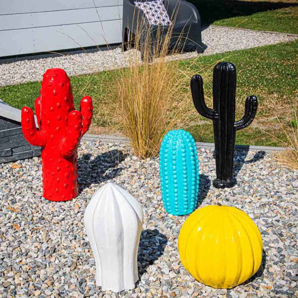 Escultura de cactus jardà­n deco blanco 30cm