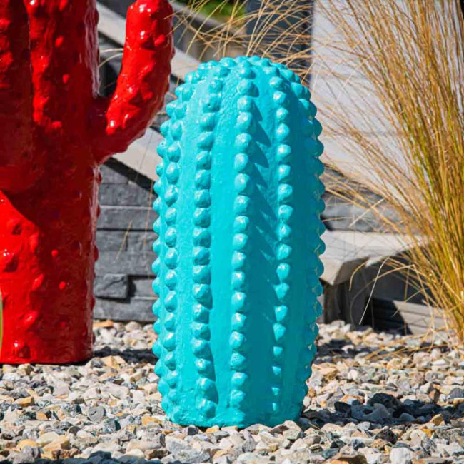 Estatua cactus deco de jardàn azul 30cm