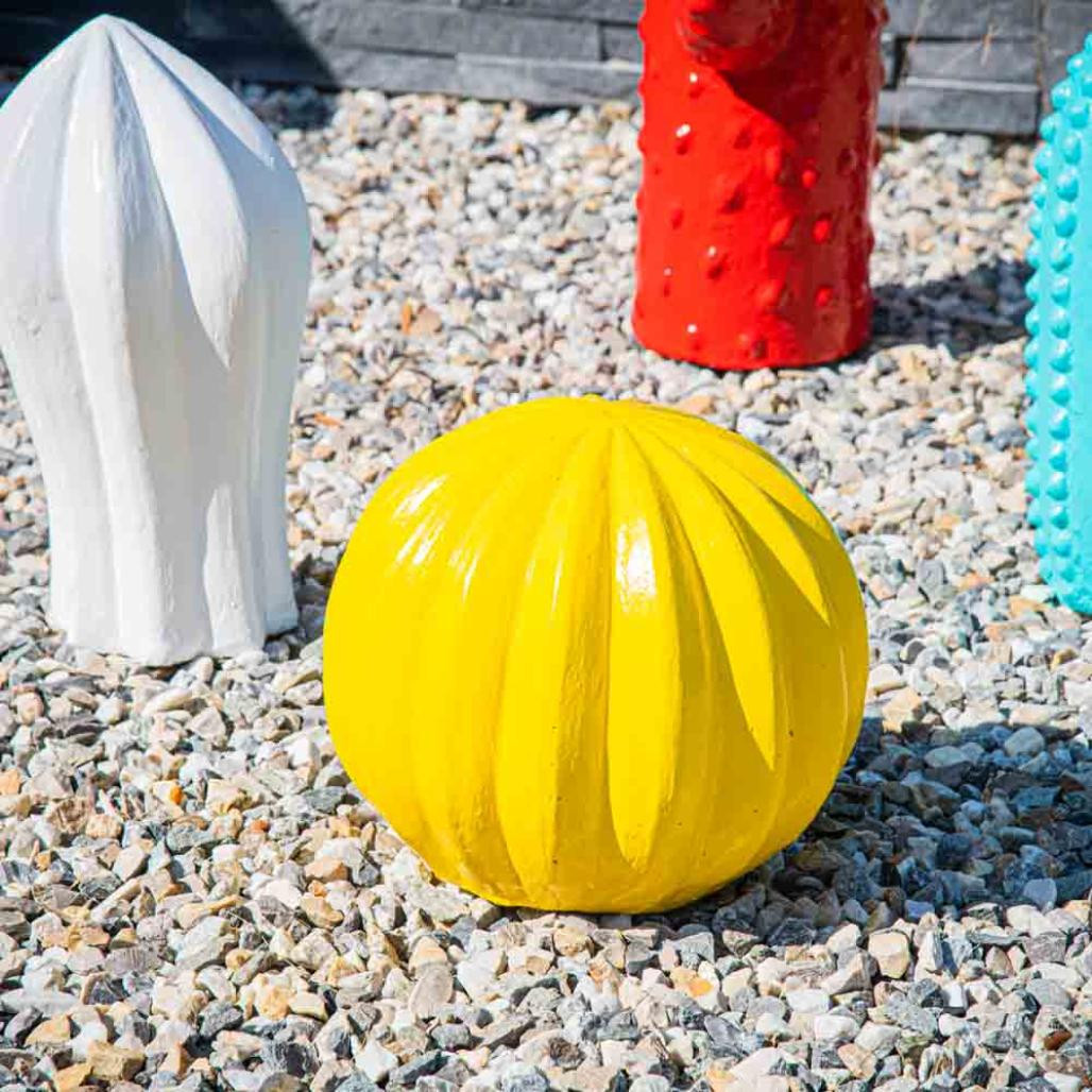 Estatua deco cactus bola amarilla 20cm