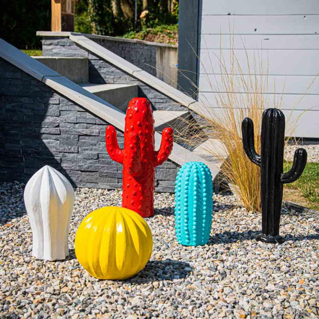 Estatua deco cactus bola amarilla 20cm