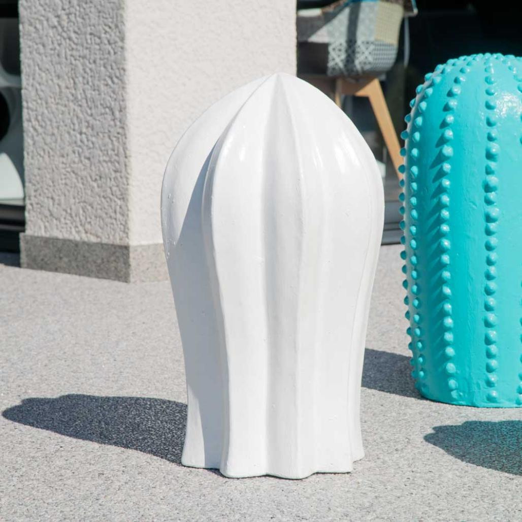 Escultura jardà­n cactus blanco 70 cm