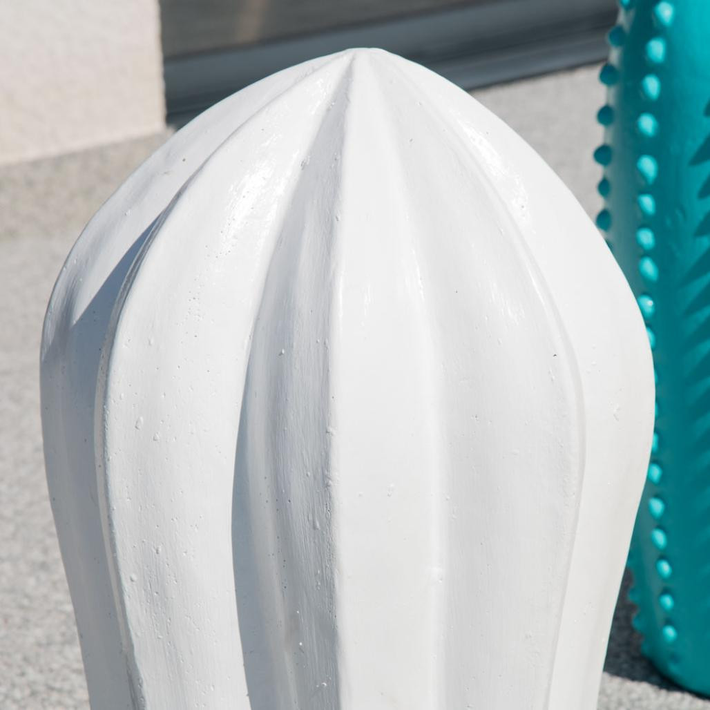 Escultura jardà­n cactus blanco 70 cm
