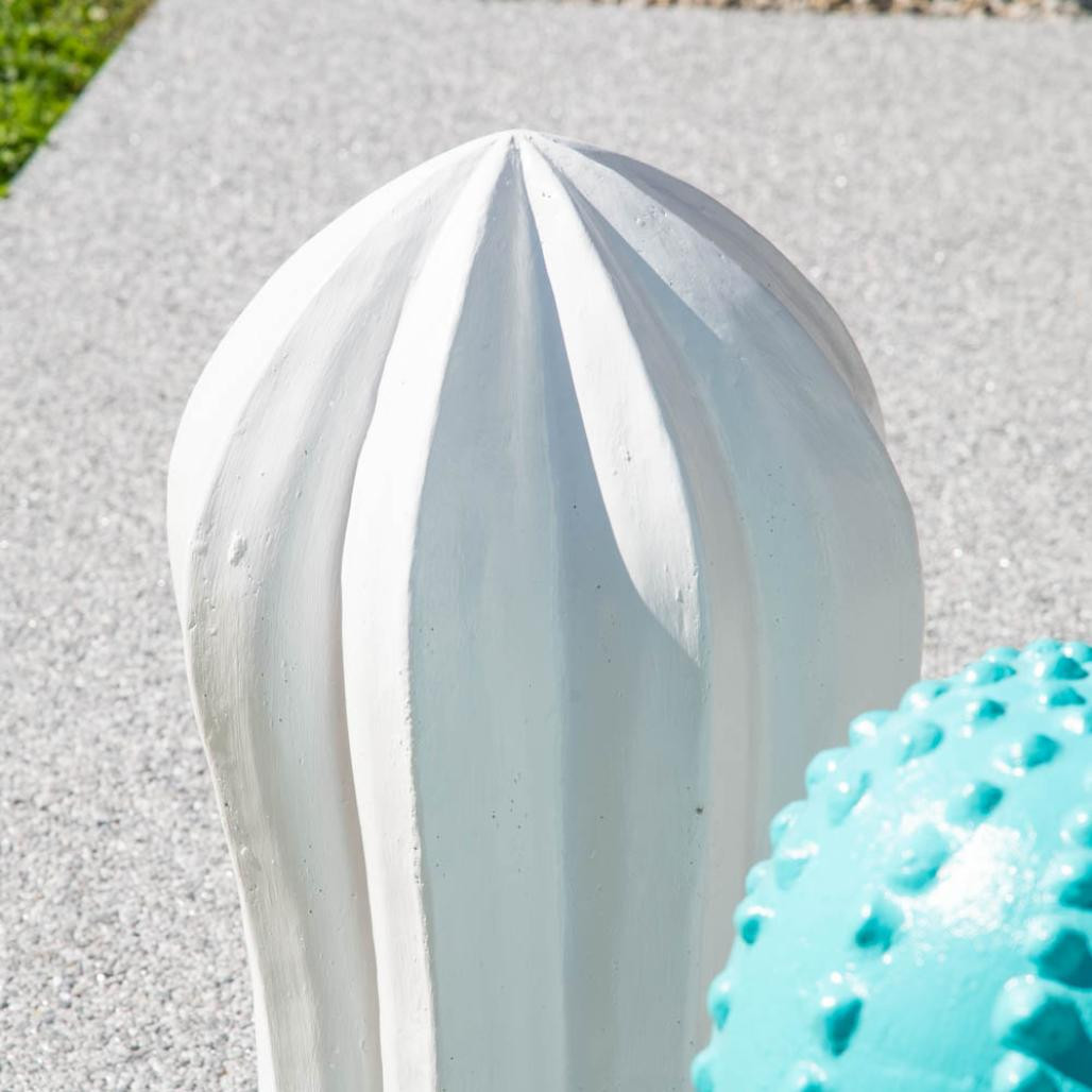 Escultura jardà­n cactus blanco 70 cm