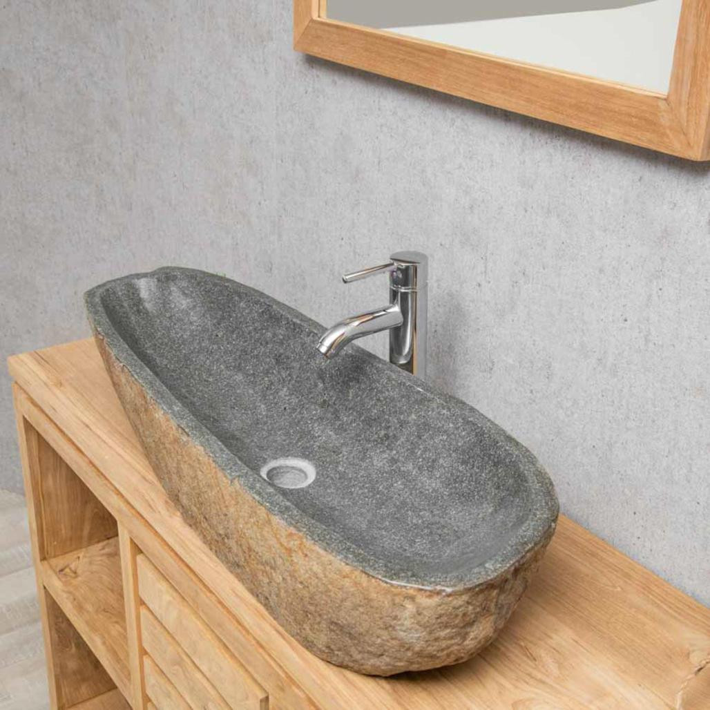 Gran lavabo de piedra de rio 80cm.