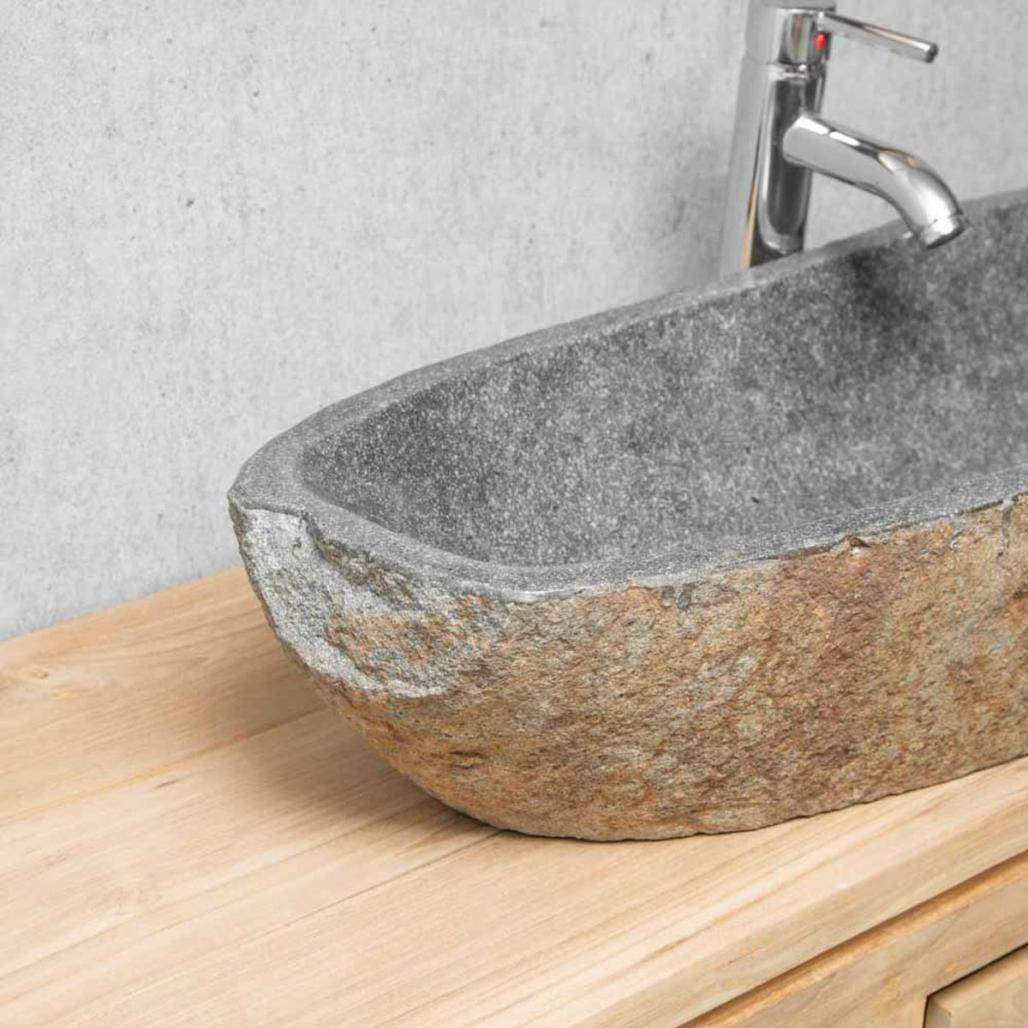 Gran lavabo de piedra de rio 80cm.