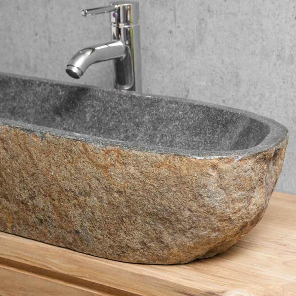 Gran lavabo de piedra de rio 80cm.