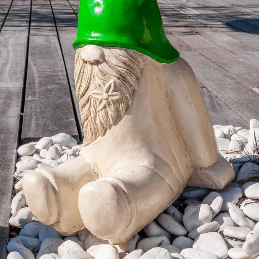 Estatua gnome sentado decorativo de jardà­n 50cm verde