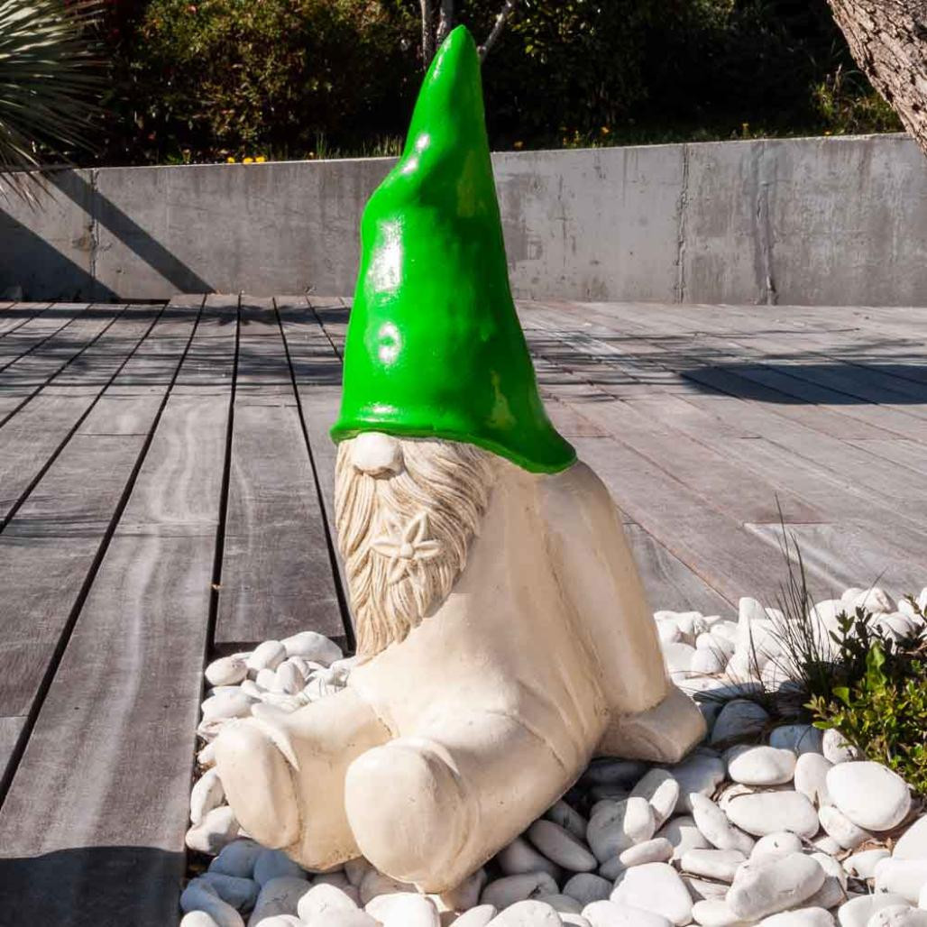 Estatua gnome sentado decorativo de jardà­n 50cm verde