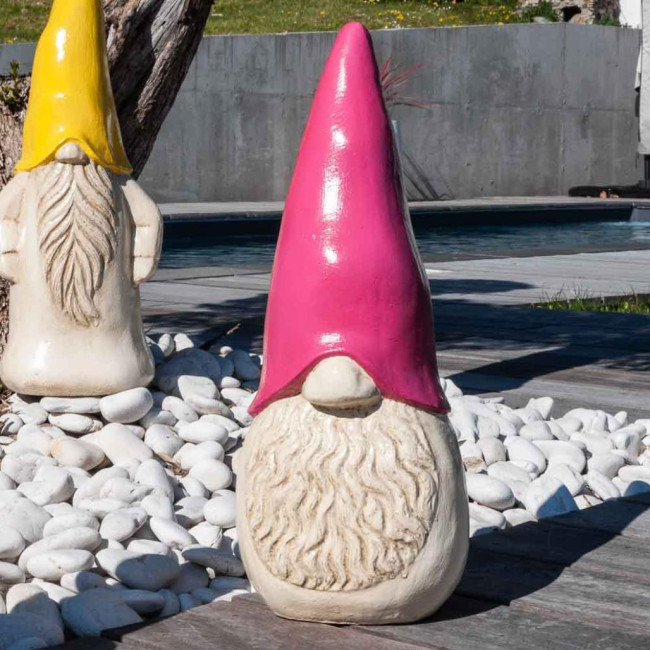 Estatua moderna de jardàn tomte sueco rosa 50 cm