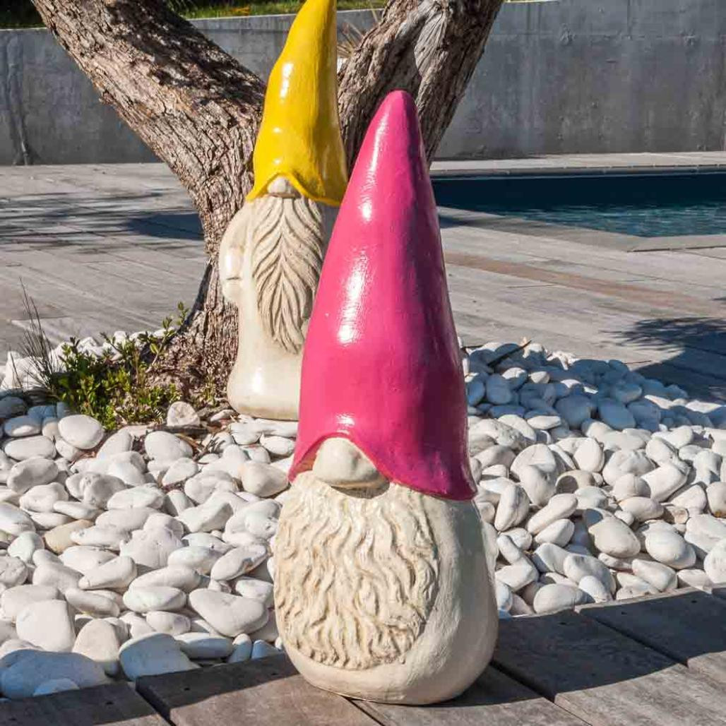 Estatua moderna de jardà­n tomte sueco rosa 50 cm