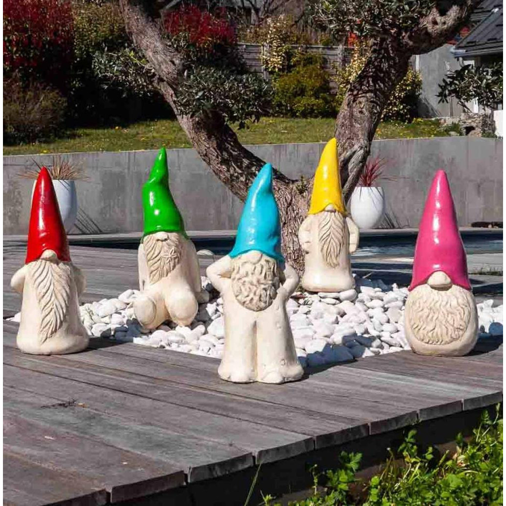 Estatua moderna de jardà­n tomte sueco rosa 50 cm