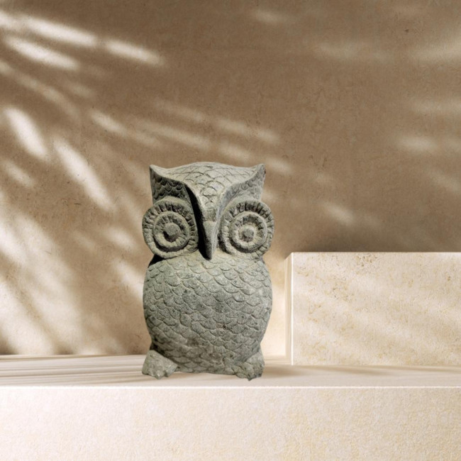 Estatua de buho de piedra natural 30 cm