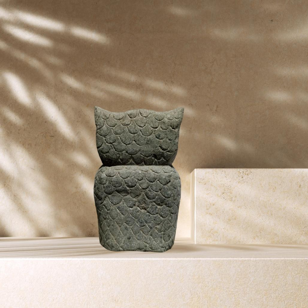 Estatua de buho de piedra natural 30 cm