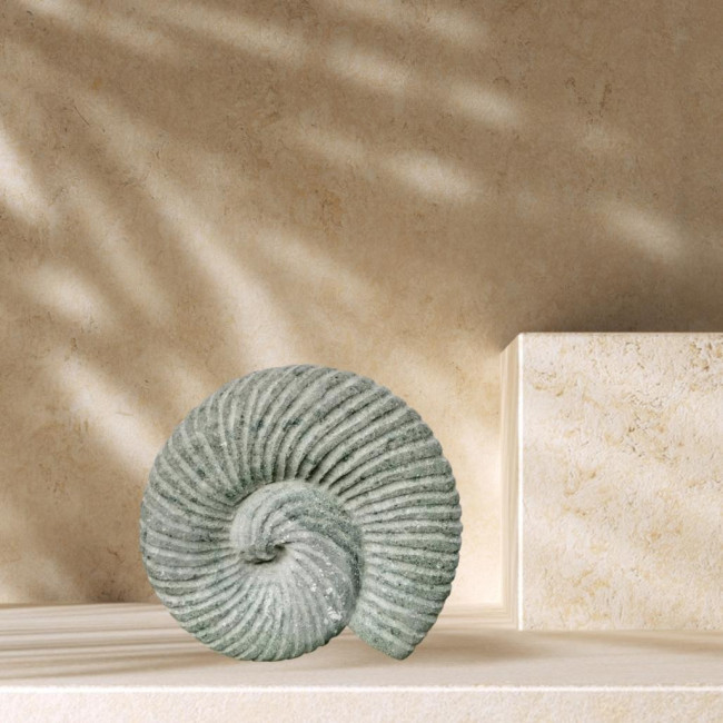 Escultura de concha de nautilus en piedra volcànica 20 cm