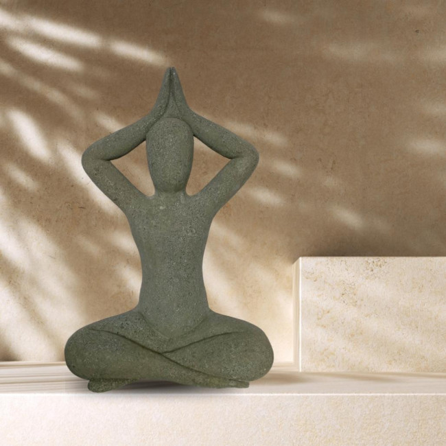 Escultura de piedra zen mujer posición de yoga 100 cm