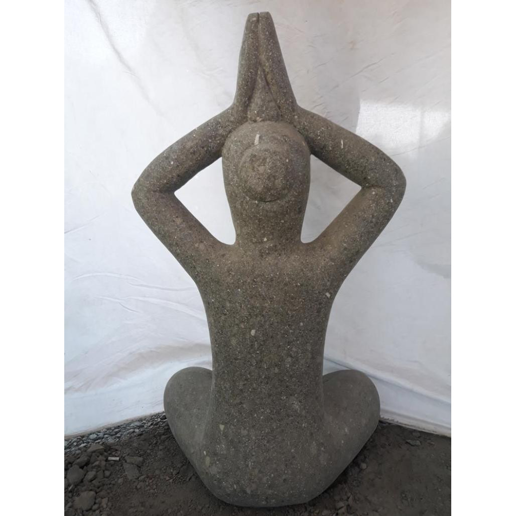 Escultura de piedra zen mujer posición de yoga 100 cm Escultura de piedra zen mujer posición de yoga 100 cm