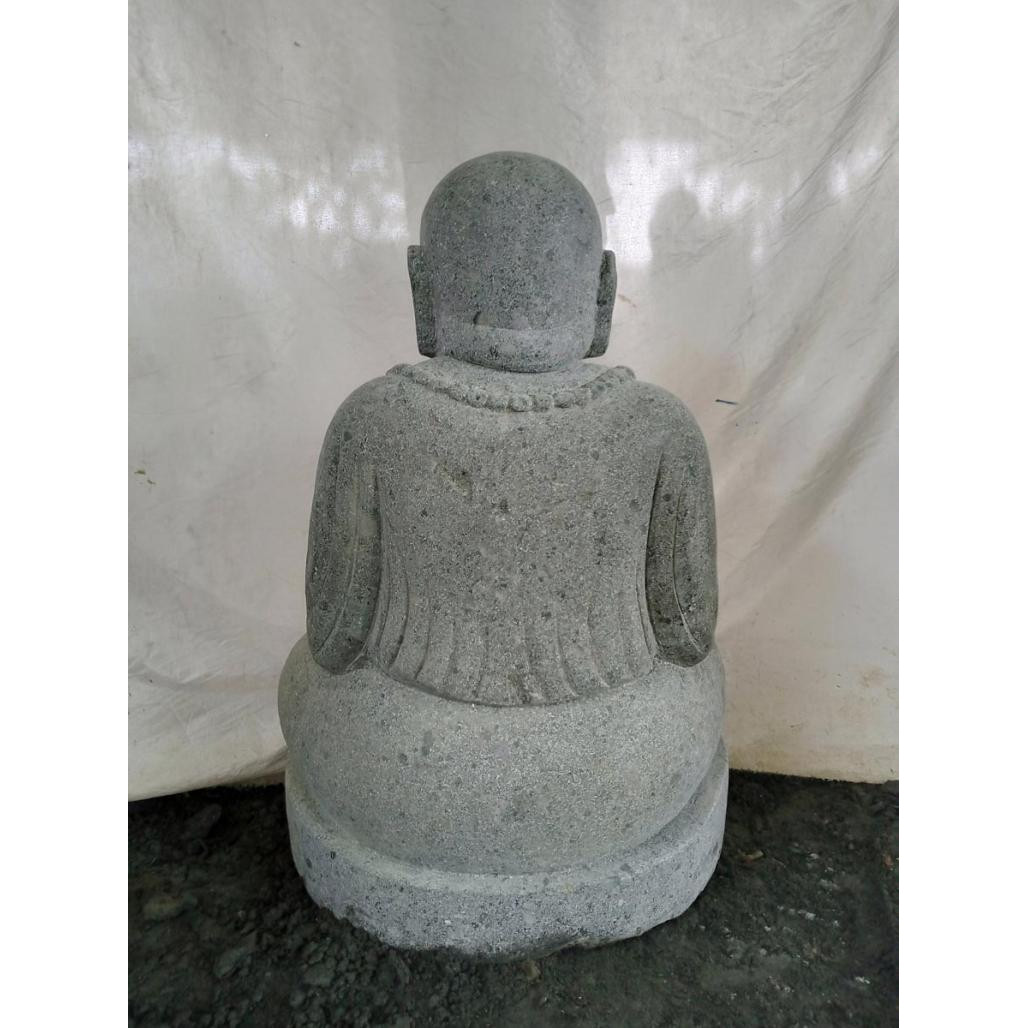 Estatua zen de jardà­n monje shaolin sentado piedra de lava 80 cm