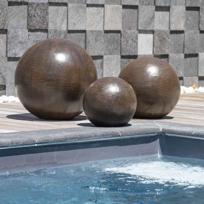 Trio bolas decorativas para exterior marrón