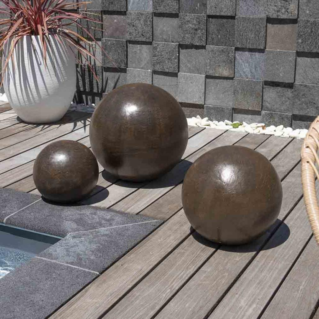 Trio bolas decorativas para exterior marrón Trio bolas decorativas para exterior marrón