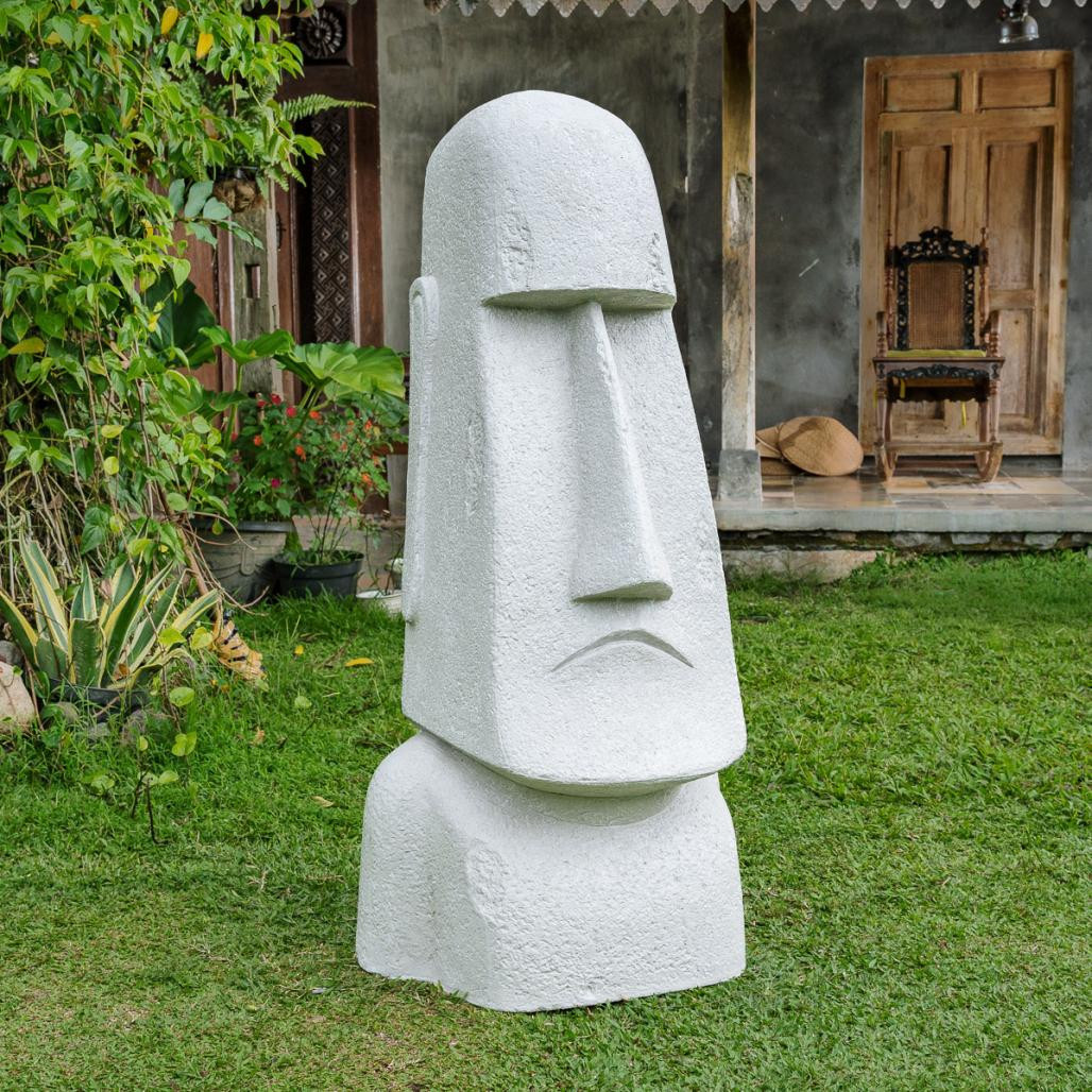 Estatua gigante de jardàn moai de isla de pascua en fibrocemento 2m Estatua gigante de jardàn moai de isla de pascua en fibrocemento 2m