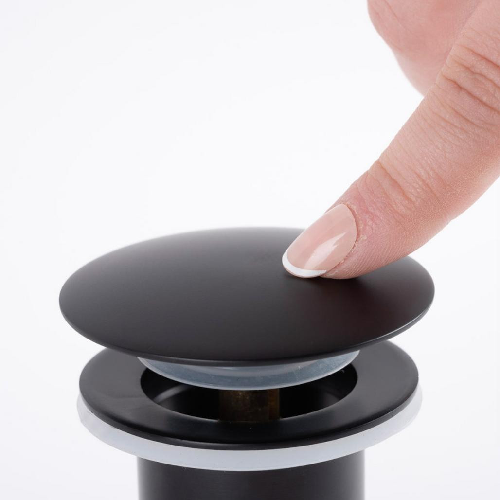 Válvula click clack lavabo sin rebosadero, negra