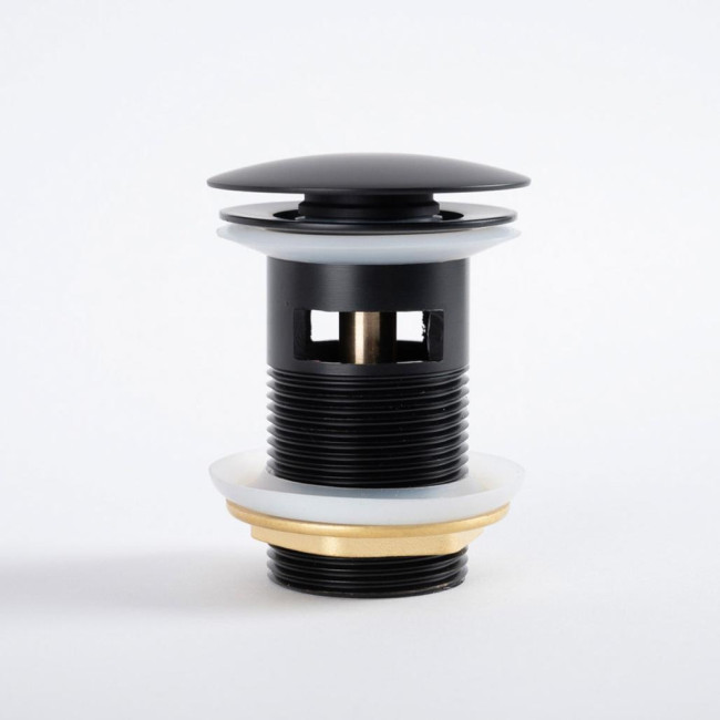 Válvula click clack lavabo con rebosadero, negra