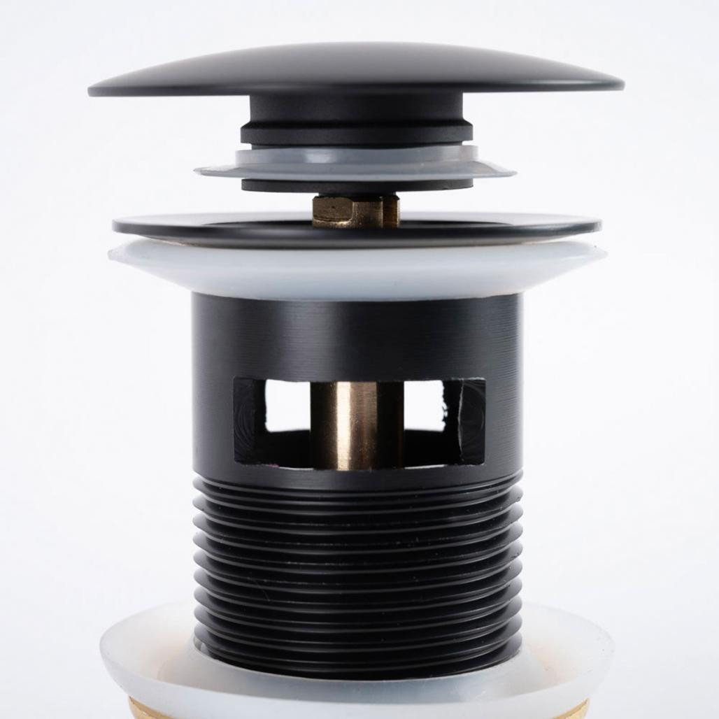Válvula click clack lavabo con rebosadero, negra