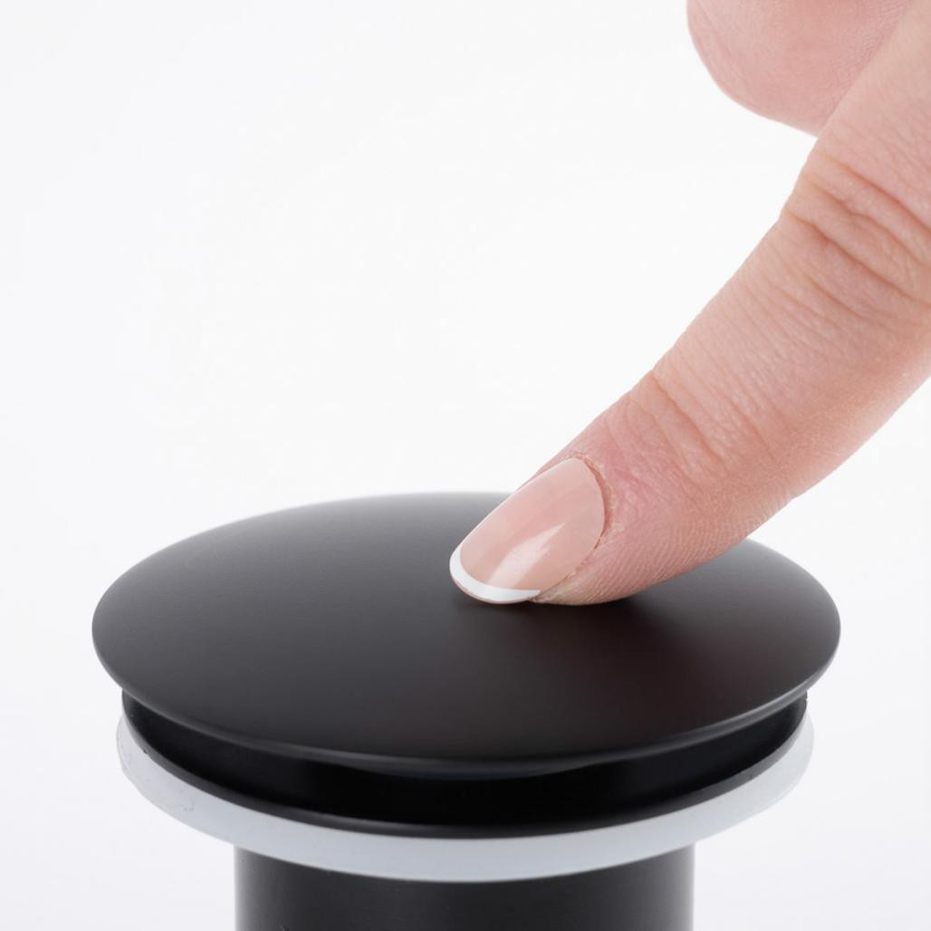 Válvula click clack lavabo con rebosadero, negra